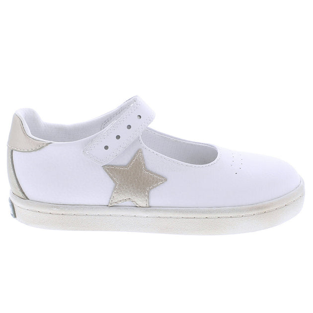 Stella miila♡　1113 STELLA - V104-102 - White/Gold Leather – Footmates.com